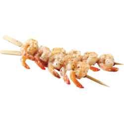 null Brochettes de crevettes cuites, paquet de 10 380 g, 2,63 $/100g