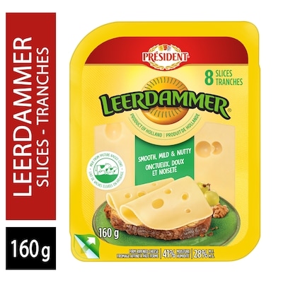 Président tranches de fromage leerdammer 160 g, 5,62 $/100g