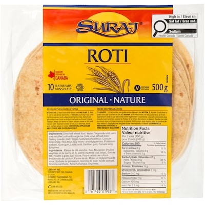 Suraj Pain plat roti nature 500 g, 0,80 $/100g