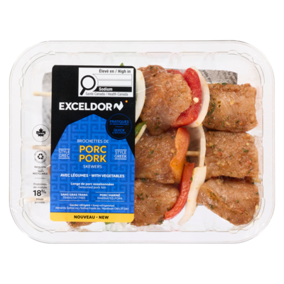 Exceldor Pork Skewers Style Greek 450 g, $2.66/100g