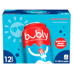Eau pétillante Bubly Boisson pétillante saveur sucette glacée, paquet de 12 12x355.0 ml, 0,18 $/100ml