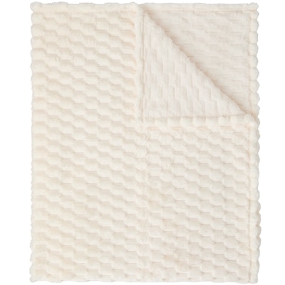 Jacquard Faux Fur Throw - Ivory