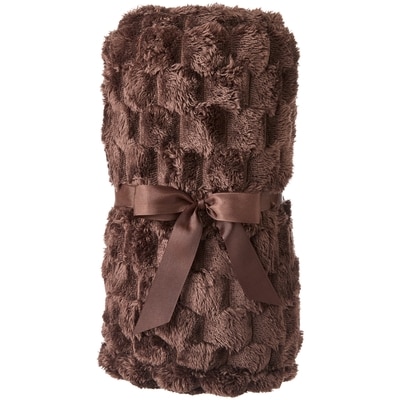 Everyday Essentials Jacquard Faux Fur Throw - Brown 1 ea, $10.00/1ea