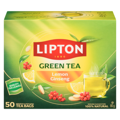 Lipton Green Tea Lemon Ginseng 50 ea, $0.21/1ea