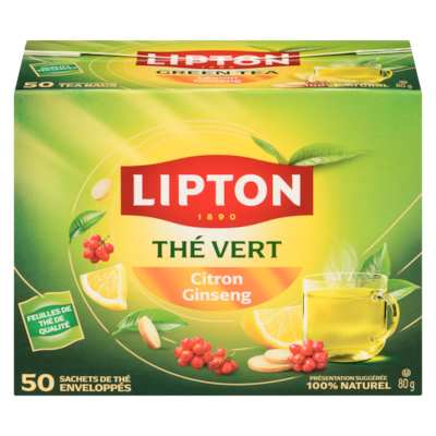 Lipton Thé vert citron ginseng 50 ea, 0,17 $/1ch