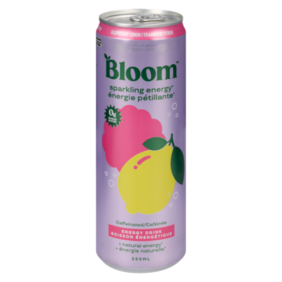 BLOOM Caféinée boisson énergétique framboise citron 355 ml, 0,85 $/100ml
