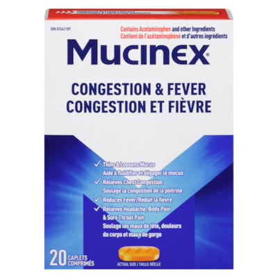 Mucinex Congestion & Fever 20 ea, $0.87/1ea