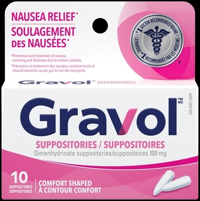Gravol Comfort-Shaped Suppositories 100 Mg 10 ea, $0.90/1ea
