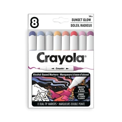 Crayola Colour Collections 8 Count Dual-Tip Alcohol Markers – Sunset Glow 8 ea, $1.25/1ea