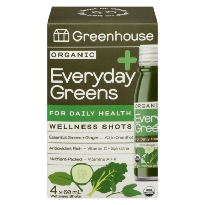 Greenhouse Wellness Shots Organic Everyday Greens 4x60.0 ml, $4.16/100ml