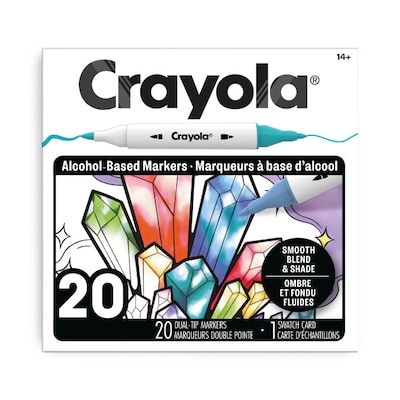 Crayola Ensemble de 20 marqueurs double pointe à base d'alcool , pointe fine et pointe oblique 20 ea, 1,25 $/1ch