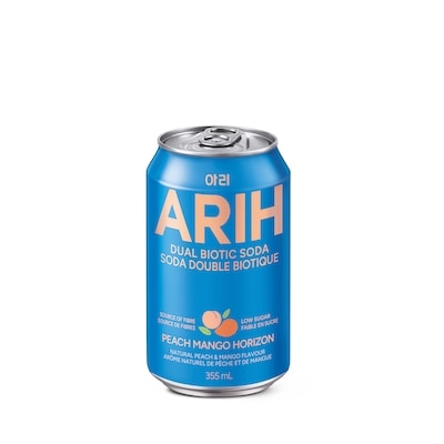 ARIH Dual-Biotic Soda - Peach Mango Horizon 355 ml, $0.70/100ml