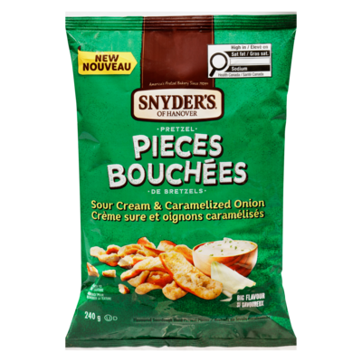 Snyder's of Hanover Pretzel Pieces Sour Cream & Caramelized Onion 240 g, $1.79/100g