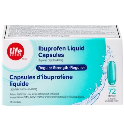 Life Brand Regular Strength Ibuprofen 200 mg 72 Liquid Capsules 72 ea, $0.19/1ea