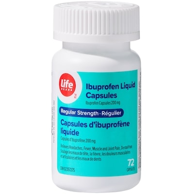 Regular Strength Ibuprofen 200 mg 72 Liquid Capsules