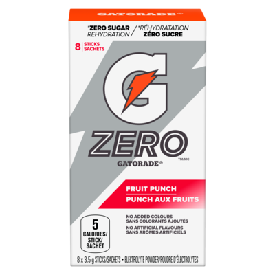 Gatorade Electrolyte Powder, Fruit Punch, 8 Sticks 8x3.5 g, $28.54/100g