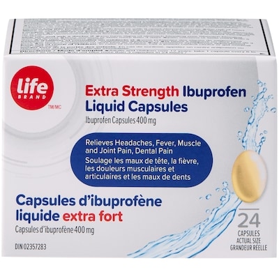 Life Brand Extra Strength Ibuprofen 400 mg 24 Liquid Capsules 24 ea, $0.31/1ea