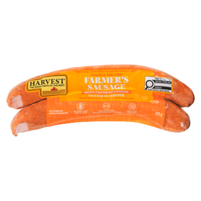 Harvest Saucisse du fermier fumé deux fois au fromage cheddar 375 g, 2,93 $/100g