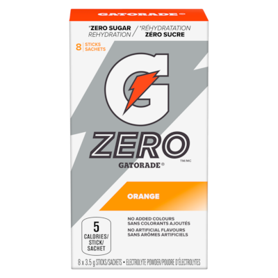 Gatorade Sachets de poudre d'électrolytes sans sucre orange, paquet de 8 8x3.5 g, 35,68 $/100g