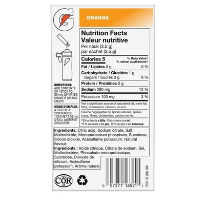 Sachets de poudre Zéro sucre Orange