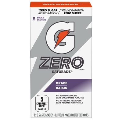 Gatorade Zero Grape Powder Beverage Mix 8x3.5 g, $28.54/100g