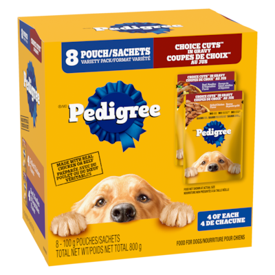 Nourriture pour chiens coupes de choix au jus format variété
