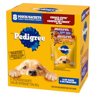 Nourriture pour chiens coupes de choix au jus format variété