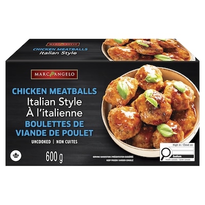 Marc Angelo Boulettes de viande de poulet à l’italienne 600 g, 1,58 $/100g