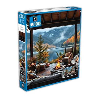 KI Puzzles 1000 piece Fall At The Chalet 27" x 20" 1 ea, $5.00/1ea