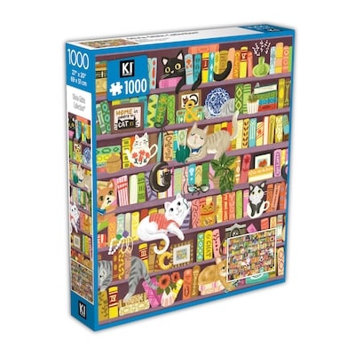 flirt Puzzle de 1000 pièces « Bibliothèque aux chats », 27 po x 20 po 1 ea, 5,00 $/1ch