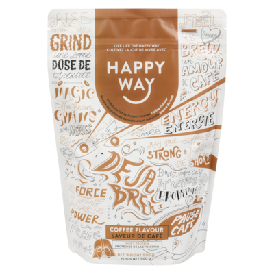 Happy Way All Natural Whey Protein Powder Deja Brew Coffee Flavour 500 g, $8.00/100g