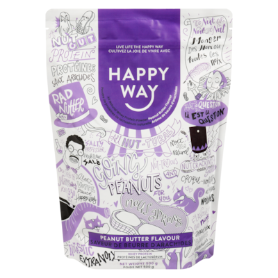 Happy Way All Natural Whey Protein Powder Peanut Butter Flavour 500 g, $8.00/100g