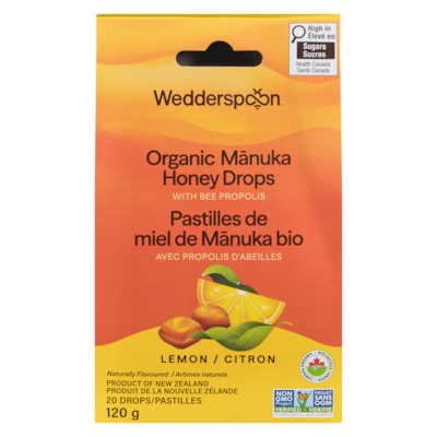 Wedderspoon Pastilles de miel de mānuka bio citron 120 g, 8,24 $/100g