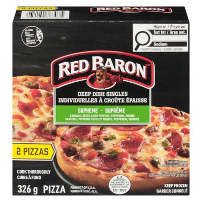 DESIS CHOICE Pizza individuelles à croûte épaisse suprême 326 g, 1,68 $/100g