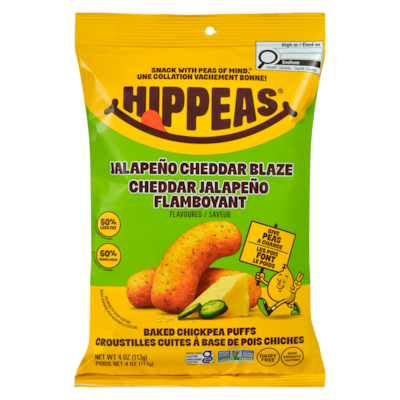 HIPPEAS Croustilles cuites à base de pois chiches cheddar jalapeño flamboyant saveur 113 g, 6,19 $/100g