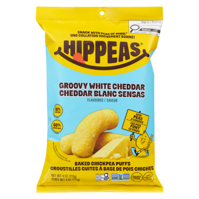 HIPPEAS Croustilles cuites à base de pois chiches cheddar blanc sensas saveur 113 g, 6,19 $/100g