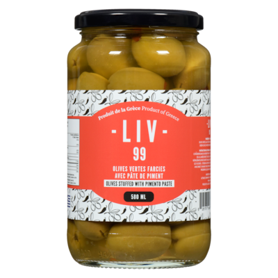 Olives vertes farcies avec pâte de piment