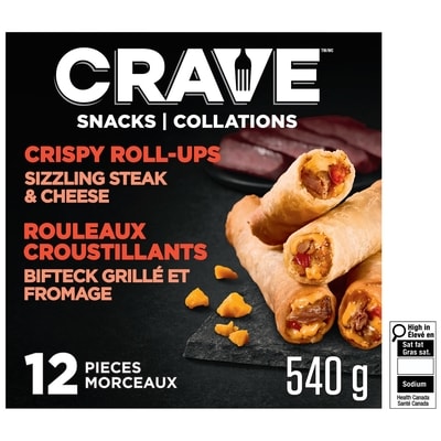 Crave Sizzling Steak & Cheese Crispy Roll-Ups 540 g, $3.15/100g