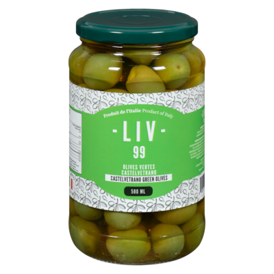 LIV99 Castelvetrano Green Olives 580 ml, $1.55/100ml