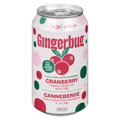 Gingerbug Organic Ginger Ale With Lime Cranberry 355 ml, $1.12/100ml