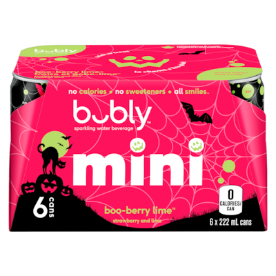 Bubly Sparkling Water Mini Boo-Berry Lime 6x222.0 ml, $0.37/100ml