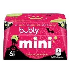 Eau pétillante Bubly Eau Pétillante Fraise et Gobe-Lime 6x222.0 ml, 0,37 $/100ml
