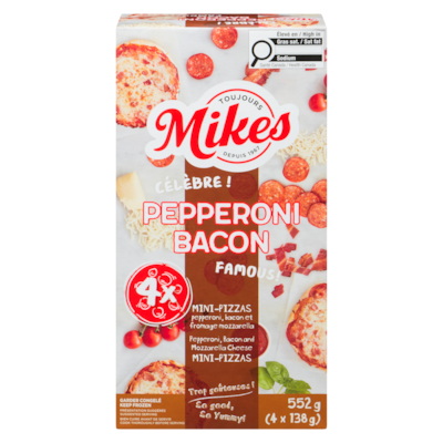 Mikes Mini-pizzas pepperoni bacon 552 g, 2,90 $/100g