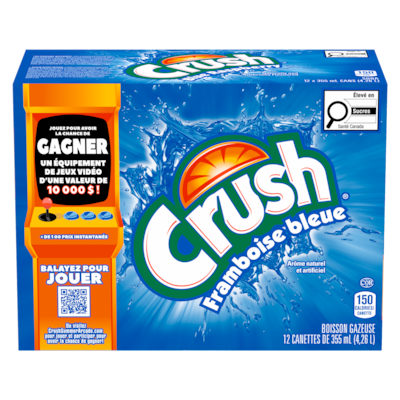 Crush Boisson gazeuse, framboise bleue, paquet de 12 12x355.0 ml, 0,21 $/100ml