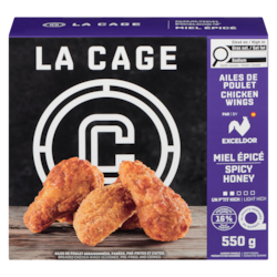 La Cage Ailes de poulet miel épicé 550 g, 2,73 $/100g