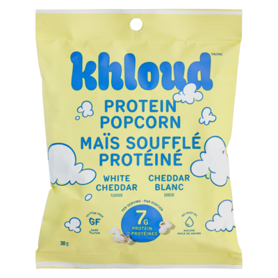 Khloud Protein Popcorn White Cheddar Flavour 30 g, $10.00/100g