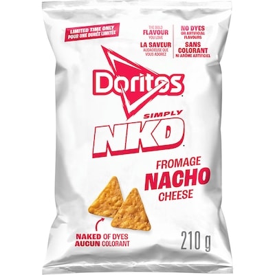 Doritos Chips tortilla aromatisées Simply NKD Fromage nacho 210 g, 2,61 $/100g