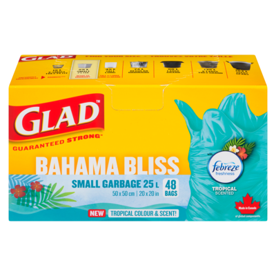 Glad Bags Bahama Bliss Small Garbage 25 L Tropical Scented 48 ea, $0.21/1ea