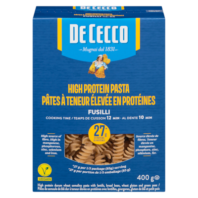 De Cecco High Protein Pasta Fusilli No. 34 400 g, $1.50/100g