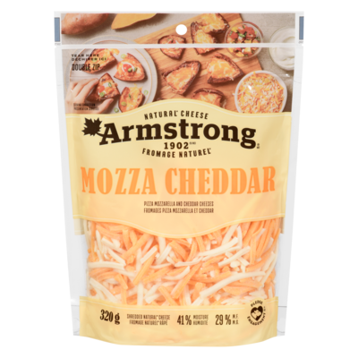 Armstrong Shredded Natural Cheese Mozza Cheddar 29 % M.F. 320 g, $2.47/100g